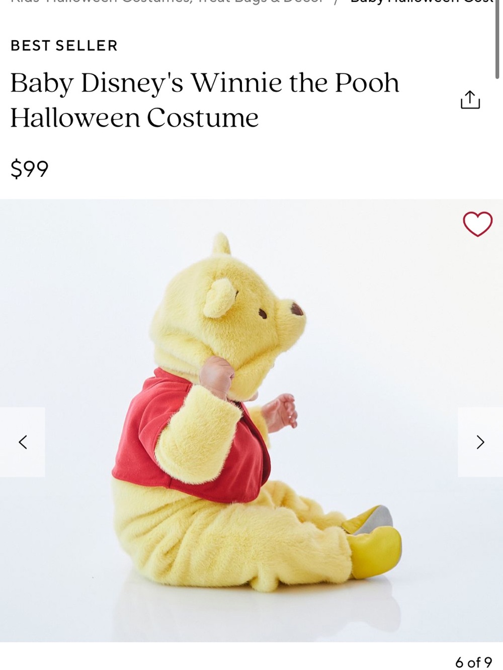 Disney Winnie the Pooh Plush Hooded Costume - Yellow & Red